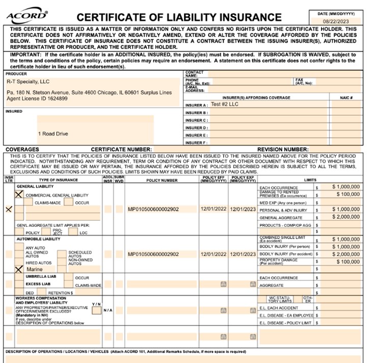 Automatically Create Certificates of Insurance (COI)